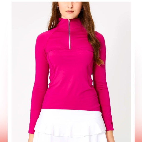 BloqUV Women's Half Zip Top - Passion Pink small - Picture 2 of 8